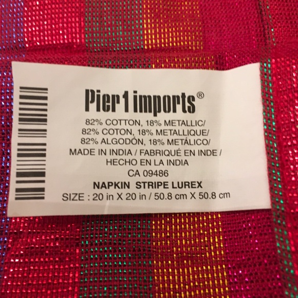 NWT 4 COLORFULN NAPKINS PIER 1 - Picture 5 of 8
